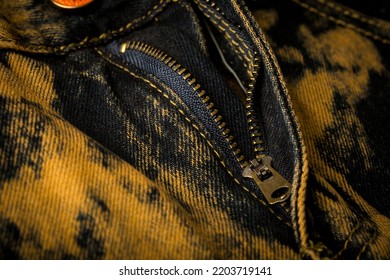 Close Up Of Zipper Of A Slim Fit Jeans