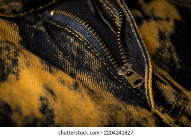 Close Up Of Zipper Of A Slim Fit Jeans