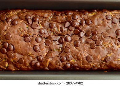 Close Up Of Zucchini Chocolate Bread As Background