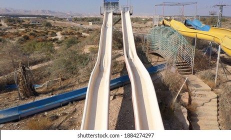 Closed Abandoned Water Park Aerial View, Dead Sea, Israel
Apocalyptic Vision From Israel Closed For 20 Years Water Park, Drone View 
