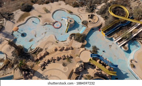 Closed Abandoned Water Park Aerial View, Dead Sea, Israel
Apocalyptic Vision From Israel Closeed For 20 Years Water Park, Drone View 
