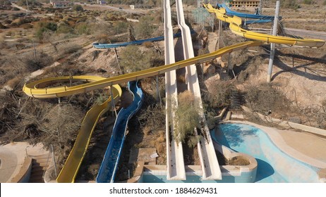 Closed Abandoned Water Park Aerial View, Dead Sea, Israel
Apocalyptic Vision From Israel Closeed For 20 Years Water Park, Drone View 
