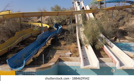 Closed Abandoned Water Park Aerial View, Dead Sea, Israel
Apocalyptic Vision From Israel Closeed For 20 Years Water Park, Drone View 
