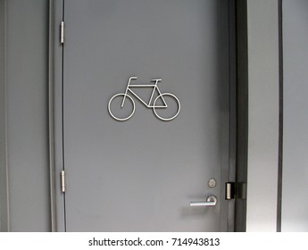 Closed Bicycle Storage Room Door