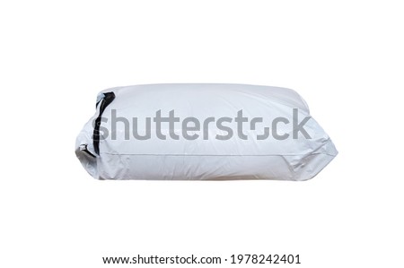 Closed big white polythene plastic bag delivery shipping online ordering isolated on  background , clipping path