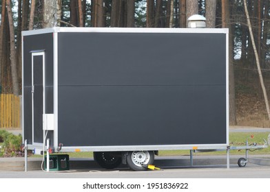 Closed Black Food Truck Outside The City