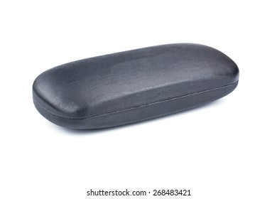 Closed Black Glasses Case Isolated On White Background