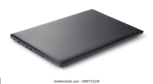 Closed  Black Laptop Isolated On White