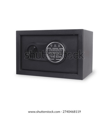 closed black safe box on white background