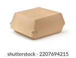 Closed blank disposable paper burger box isolated on white