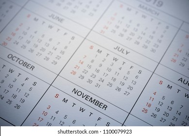 Closed Up Of Calendar 2019