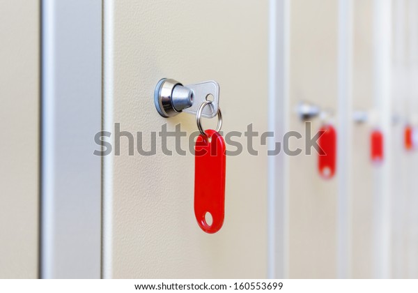 Closed Changing Room Lockers Doors Red Stock Photo Edit Now