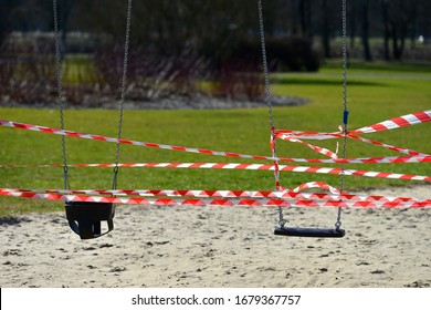 Closed children's playground. COVID-19 security and protection measures in the city park. - Powered by Shutterstock