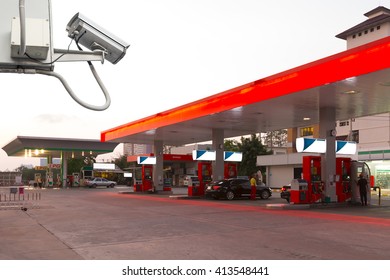 Closed Circuit Television Camera Monitoring Gas Station.