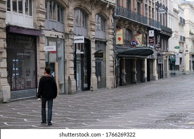 Closed Commercial Stores In Centre Of Lille, France On Jun. 28, 2020.