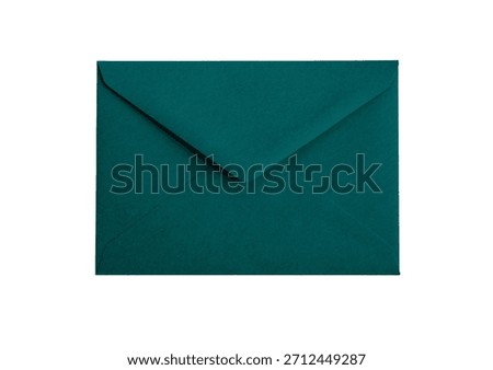 A closed dark turquoise transformative teal envelope with a pointed flap on a plain background.