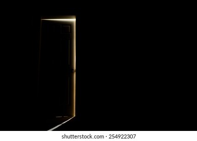 Closed Door With Light Fall Of.