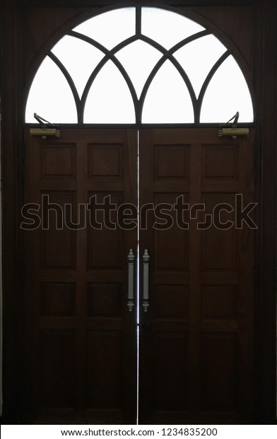 Closed Double Teak Door Carving Design Stock Photo Edit Now