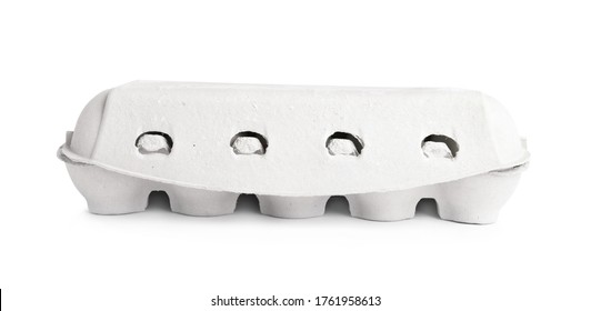 Closed Egg Carton Isolated On White. Package Design