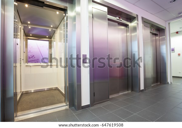 Closed Elevator On Third Floor Long Stock Photo Edit Now 647619508