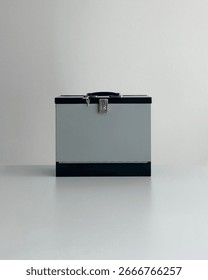 Closed file box with lockable latch.