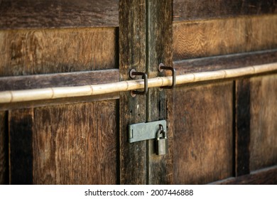 Closed Gate Or Door, Space For Copy, Shallow Depth Of Field With Focus On The Gate