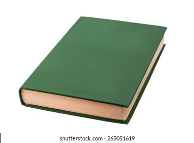 Closed green book isolated on a white background