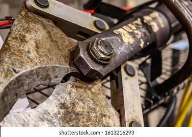 Closed Jaws Of A Mechanical Hydraulic Rescue Tool Used By Firefighters