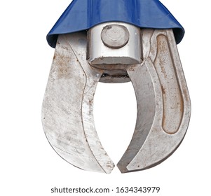 Closed Jaws Of A Mechanical Hydraulic Rescue Tool On White Background