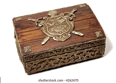 Closed Jewelry Box On White Background