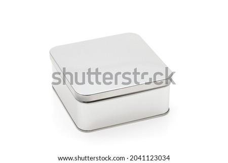 Closed metal box isolated on white background   