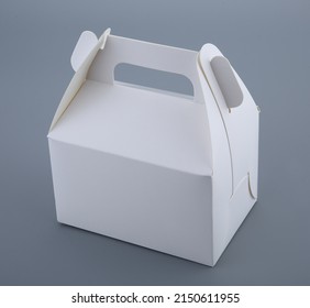 Closed Mockup Cardboard White Mock Up Pastry Box Transport Cakes Isolated On Grey Background