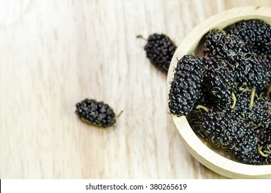 Closed Up Mulberries In The Bowl On The Table