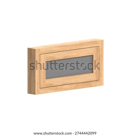 Closed oak window in front view with smooth natural surface, refined grain pattern, and sturdy contemporary frame ideal for residential architectural rendering.