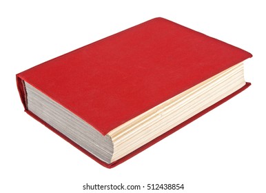 Closed Old Red Book Isolated On White Background