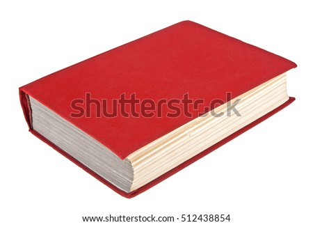 Closed old red book isolated on white background