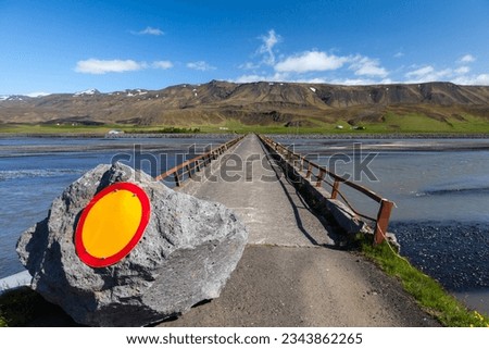Closed old single line bridge in South Iceland - Markarfljot Stock photo © 
