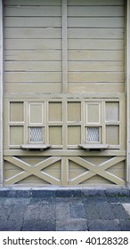 The Closed Old Wooden Ticket Booth On Railway Station