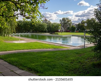 Closed Outdoor Public Swimming Pool In Summer