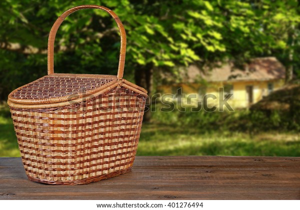 Closed Picnic Basket Hamper On Brown Stock Photo Edit Now 401276494