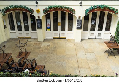 Closed Punch And Judy Pub In Covent Garden On A Sunny Day. London - 13th June 2020