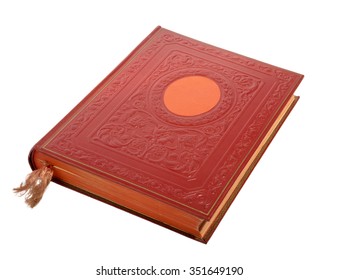 Closed Red Book On A White Background