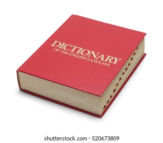 Closed Red English Dictionary with Tabs Isolated on White Background.