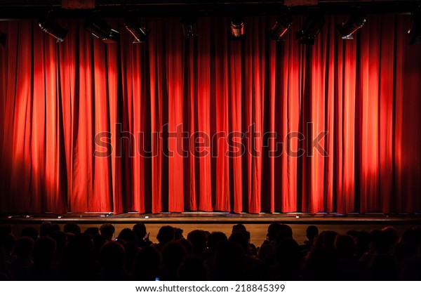 Closed Red Stage Curtain Small Theater Stock Photo (Edit Now) 218845399