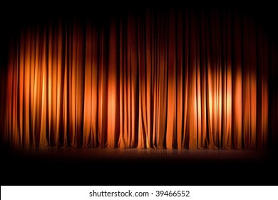 Closed Red Theater Curtain