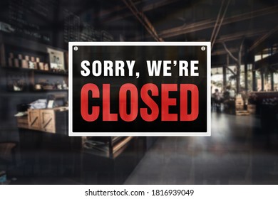 Closed sign of a coffeehouse. Concept of Closure, suspension, or bankruptcy of a business - Shutterstock ID 1816939049