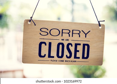 Closed Sign In A Shop