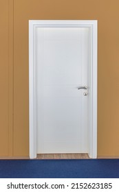 Closed Simple Plain White Door In Home Interior