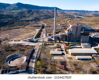 Closed Thermal Power Plant In The Village Of Escucha. Spain