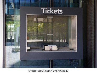 closed ticket office in the corona crisis, on the day without people